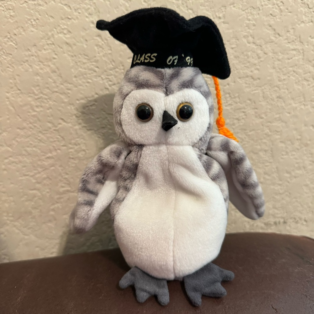 Vintage 1999 Ty Beanie Babies Wiser Graduation Owl Class of 1999
